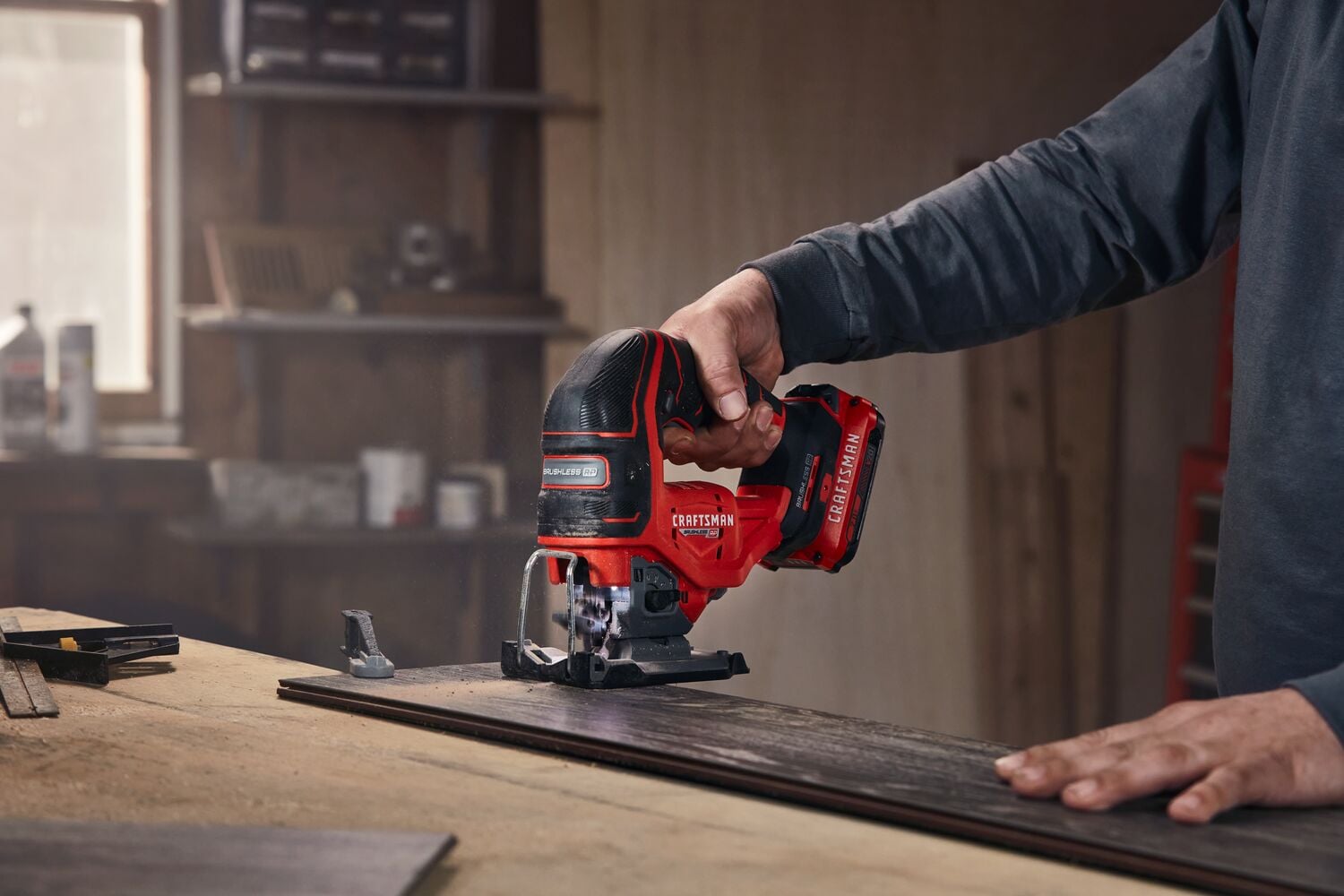 CRAFTSMAN V20 BRUSHLESS RP Jigsaw in use - battery sold separately 