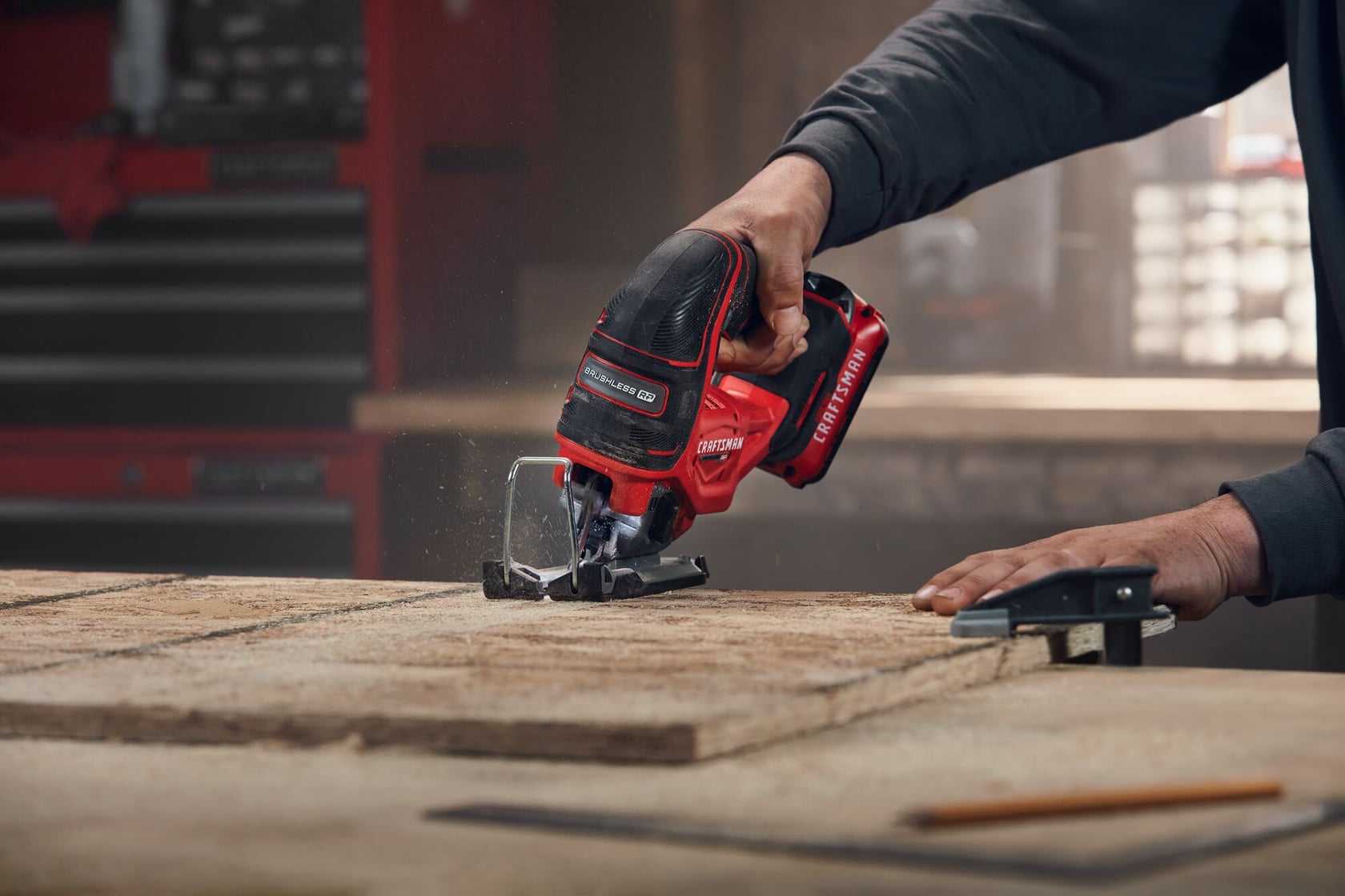 CRAFTSMAN V20 BRUSHLESS RP Jigsaw in use - battery sold separately 