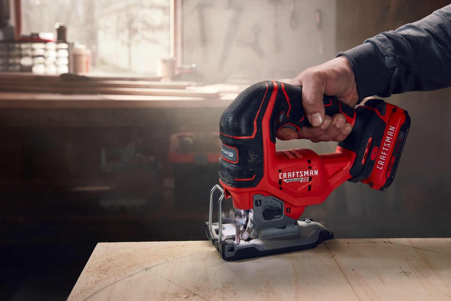 CRAFTSMAN V20 BRUSHLESS RP Jigsaw in use - battery sold separately 