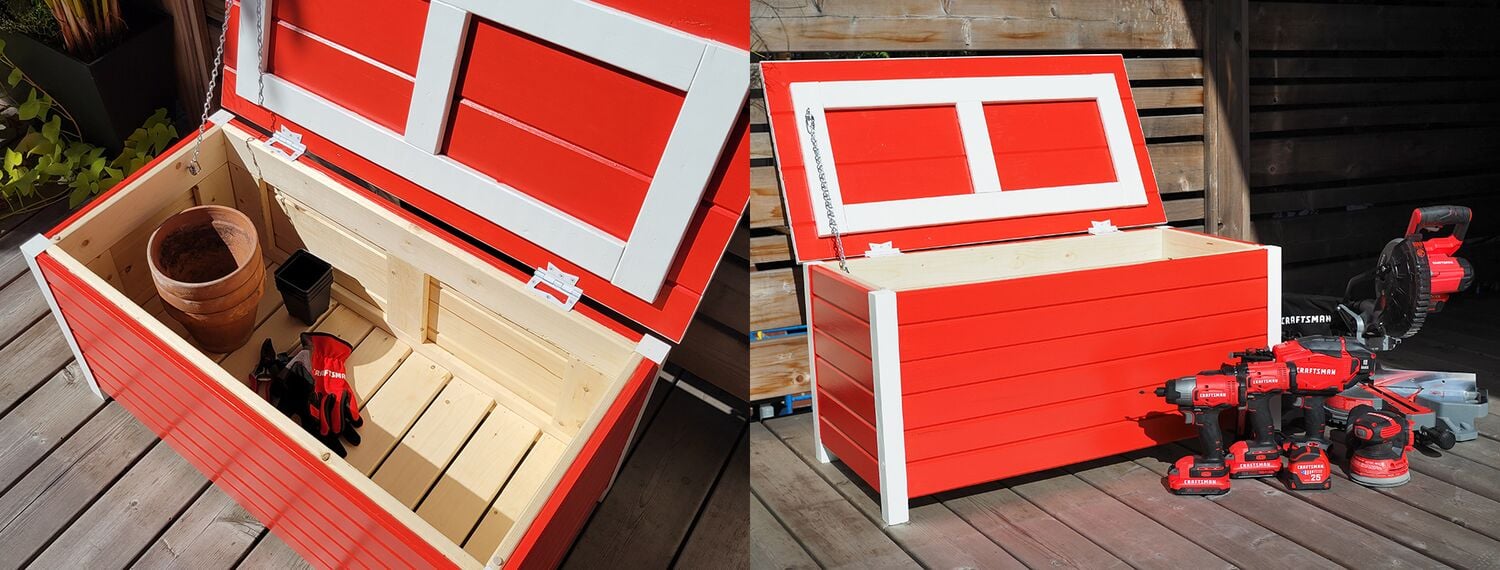Outdoor Storage Box with lid open and lid closed

Coffre de rangement extérieur (avec couvercle ouvert ou fermé)