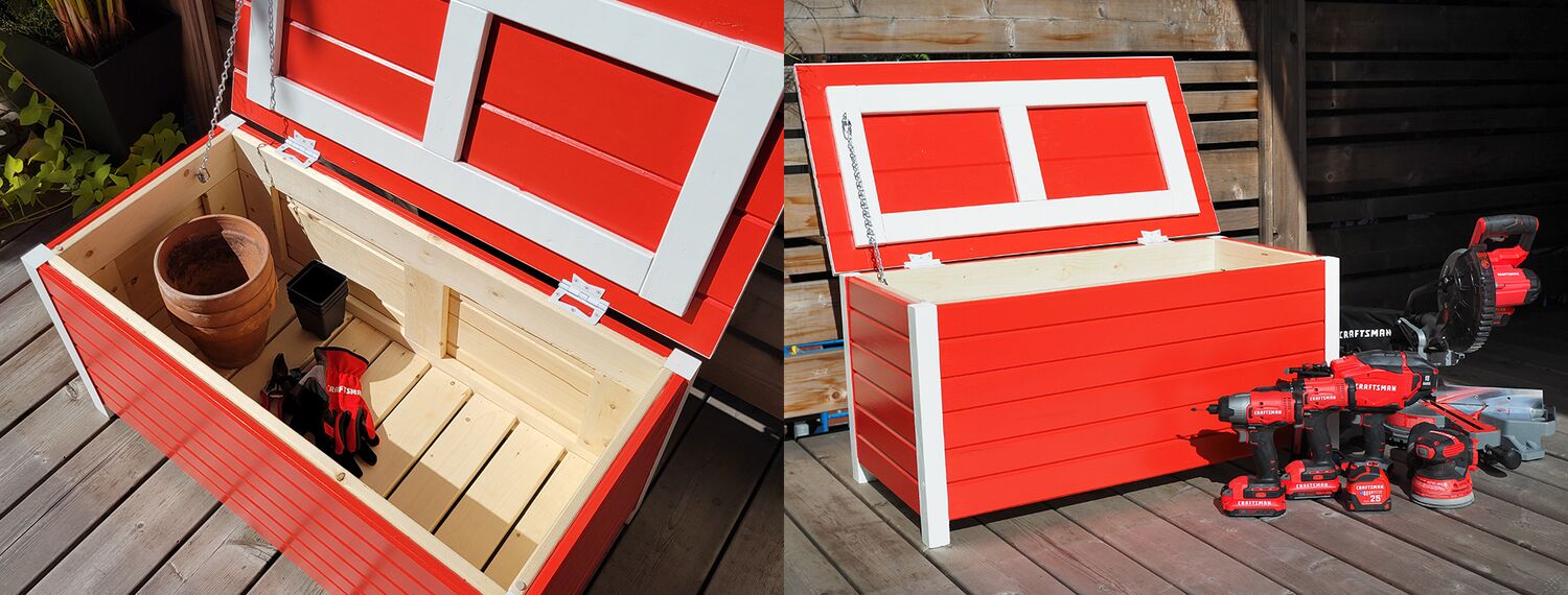 Outdoor Storage Box with lid open and lid closed

Coffre de rangement extérieur (avec couvercle ouvert ou fermé)